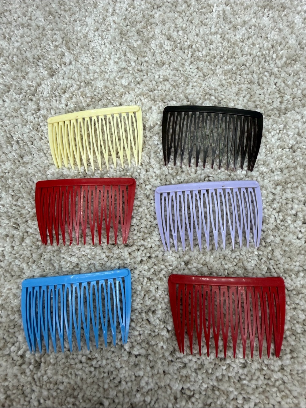 Vintage Multi Colors Plastic Hair Comb Bundle Lot Of 6